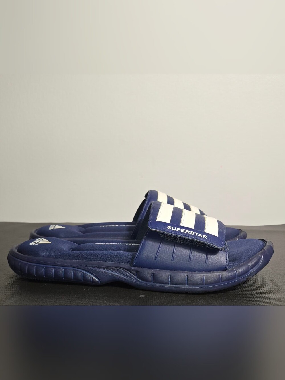 Rare Adidas Slides Mens Size 14 Black Cloudfoam Superstar Sandals Slip On...